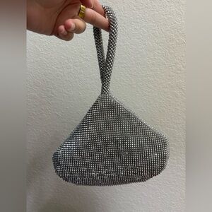 Silver Beaded Evening Bag